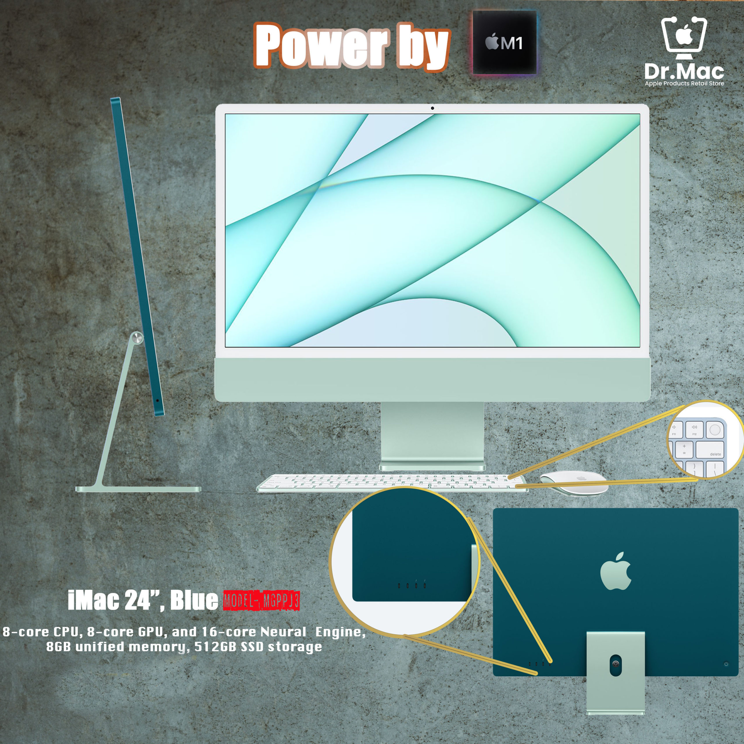 iMac 24'' 4.5K Retina display 2021 Blue 8-Core CPU 8-Core ...