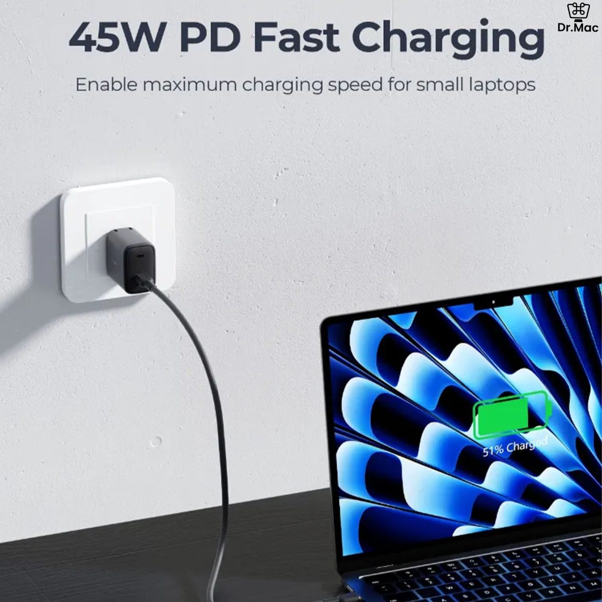 Aukey Wall Charger PA-F4 Swift 45W PD with Gan Power Black