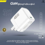 aukey wall charger pa f4 swift 45w pd with gan power black