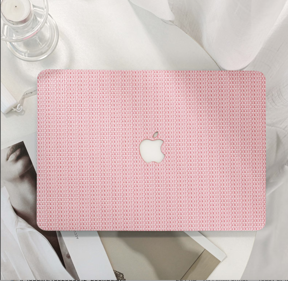 Cream Woven Leather MacBook Case