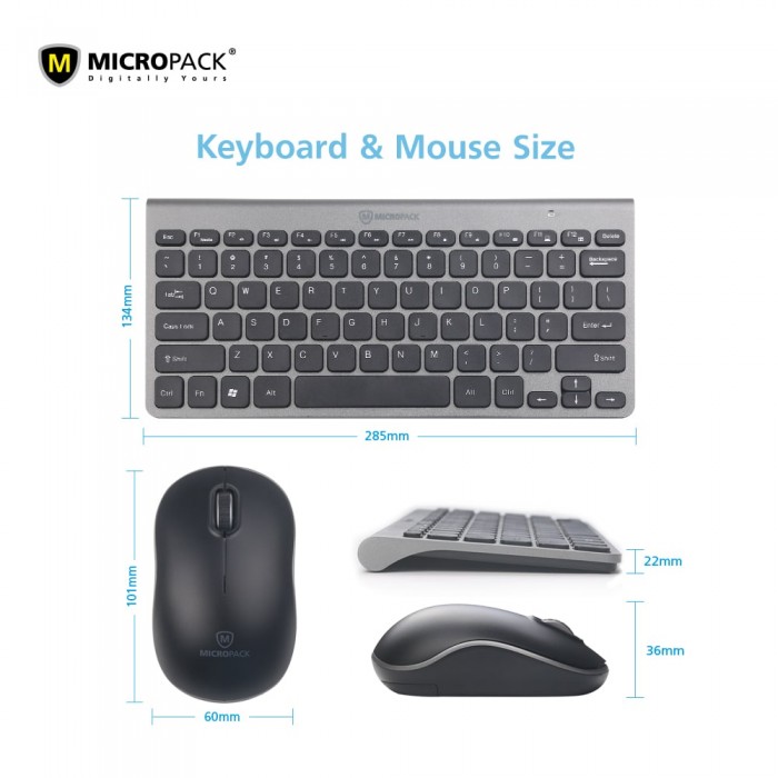 micropack km 218w ifree mini elegant wireless combo keyboard & mouse (black)