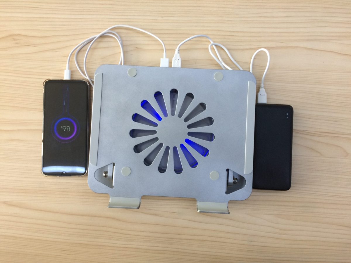 aluminum laptop stand with cooling fan for macbook