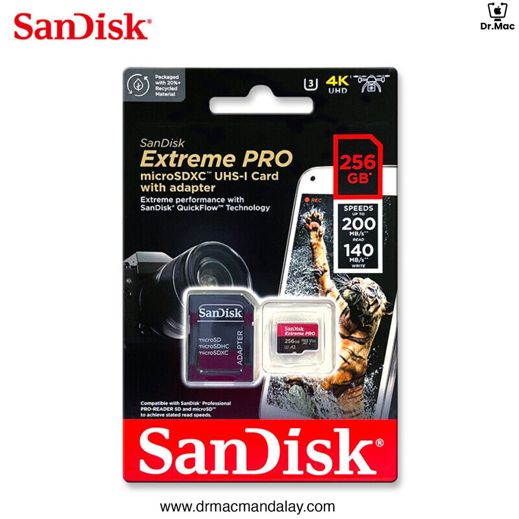 sandisk 256gb extreme pro a2 microsdxc card uhs i u3 v30 read speed up to 200mb/s for 4k uhd video