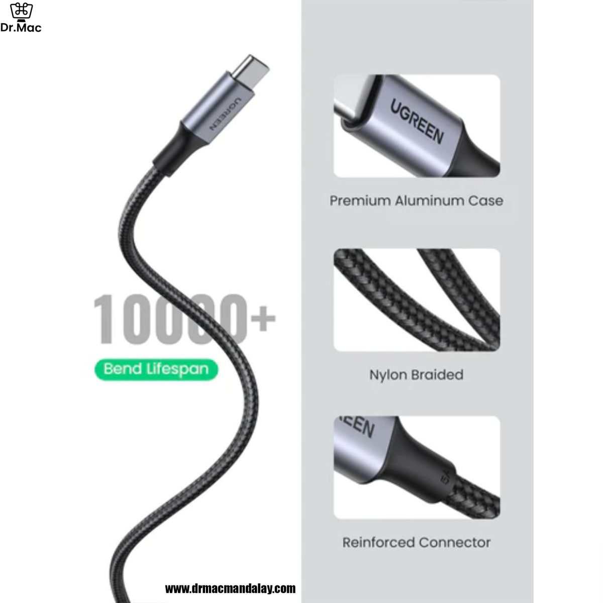 ugreen 100w pd fast charging nylon braided usb c to usb c cable(2m)