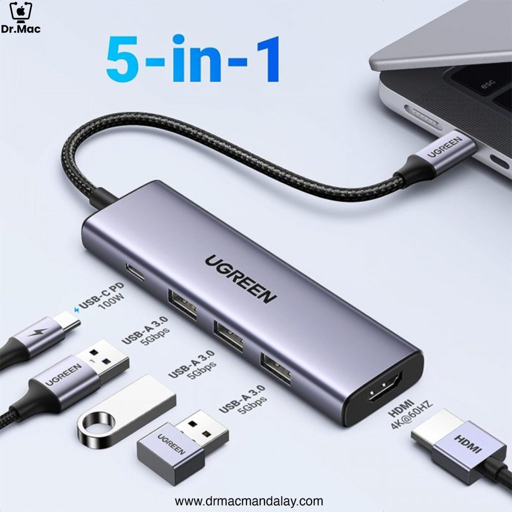 ugreen 5 in 1 usb c hub 4k hdmi usb hub 100w multiport adapter