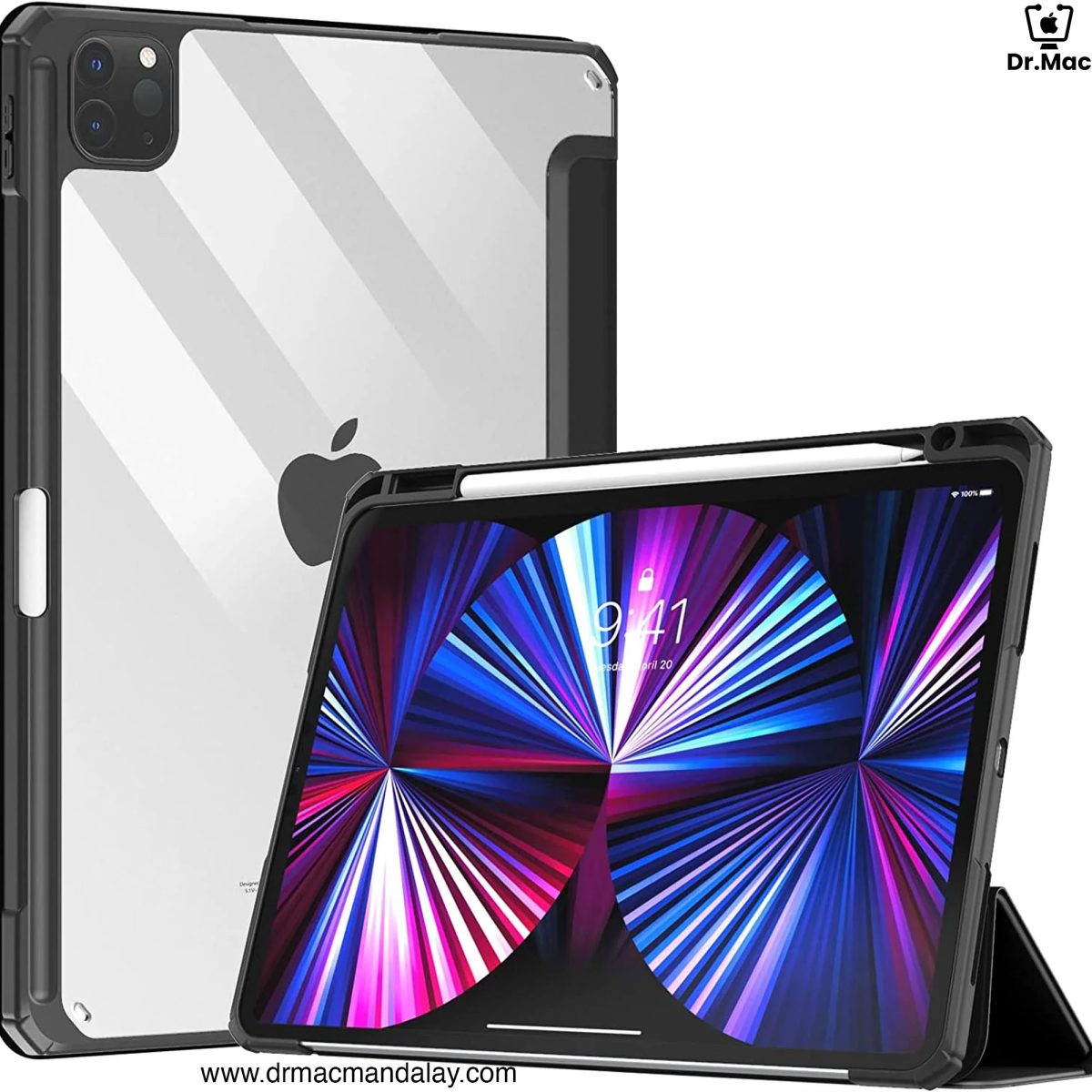 ipad pro 11" (2020 2022) clear transparent back shell smart cover