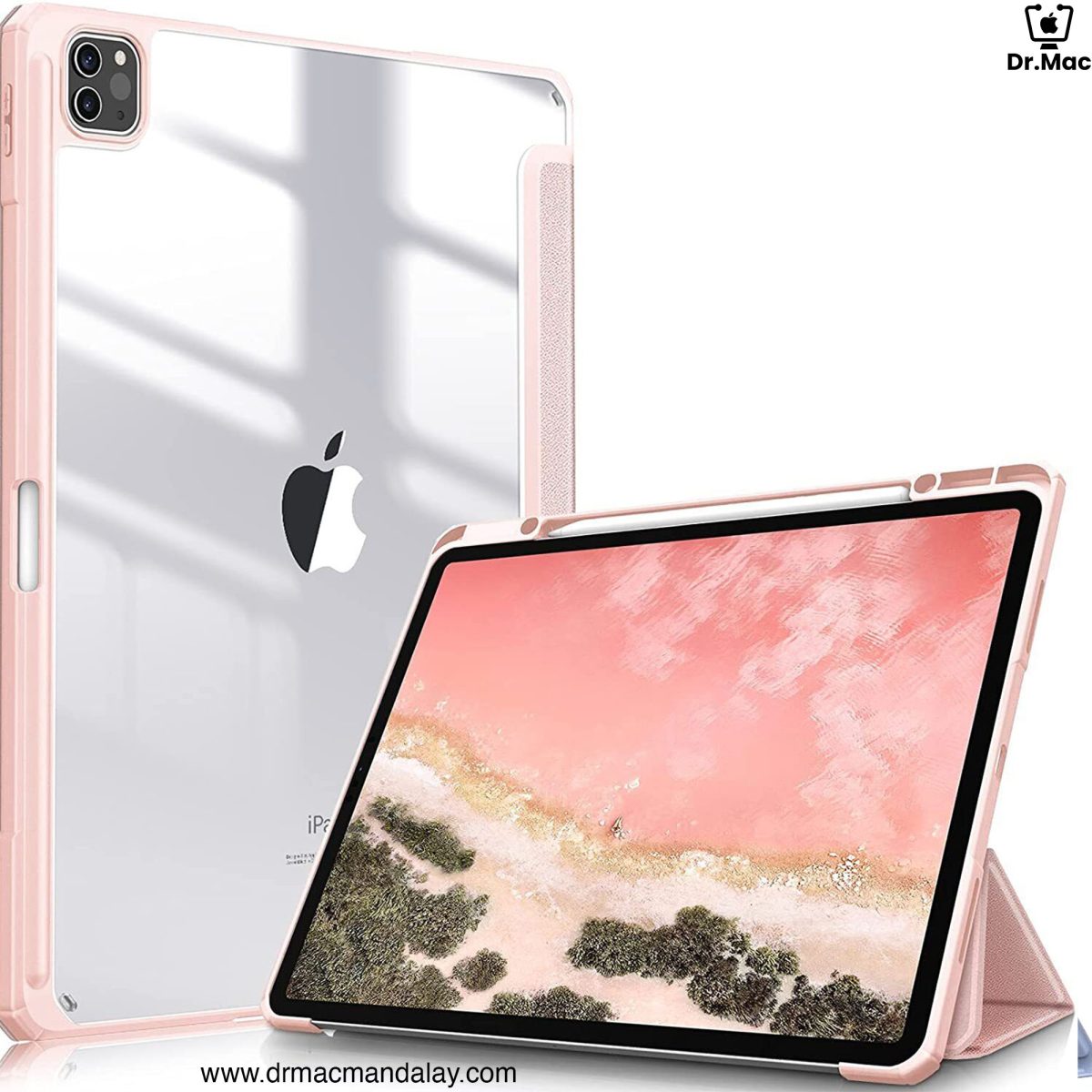 ipad pro 11" (2020 2022) clear transparent back shell smart cover