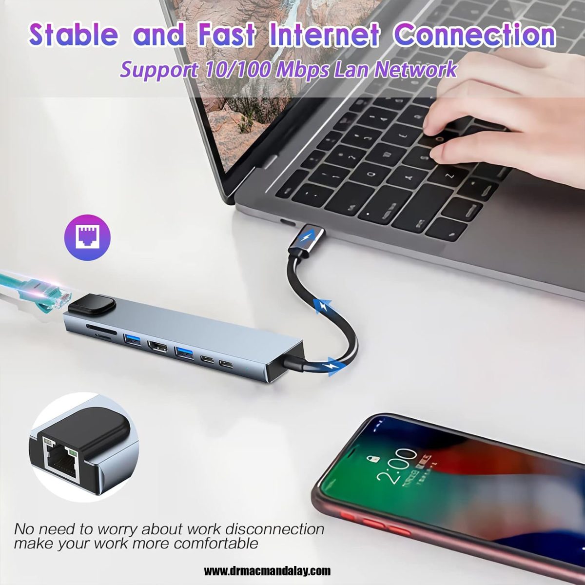 8 in 1 USB C Hub 4K HDMI USB HUB 100W Multiport Adapter